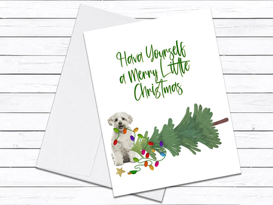 Havanese Card, Funny Christmas Card, Dog Greeting Cards, Christmas Cards, Blank Cards With Envelopes, Have Yourself A Merry Little Christmas