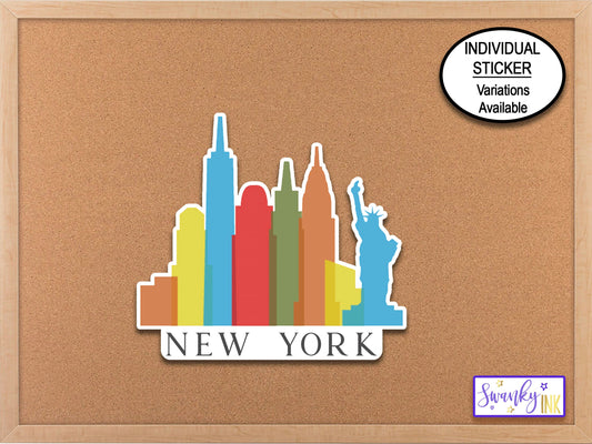 New York Skyline Vinyl Decal Sticker, Phone Sticker, Welcome Bag Stickers, Journal Stickers, Sticker Labels, Computer Stickers, Planner Art