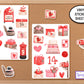 Valentine Sticker Sheets, Planner Stickers, Valentines Party Favor Stickers, Valentines Day Heart Stickers, Valentine's Day Mail, Treat Bag