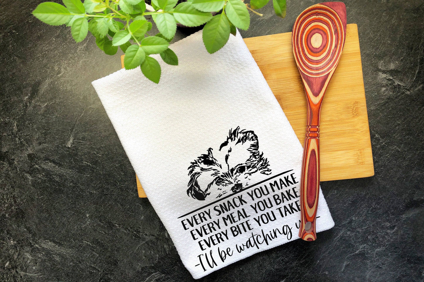 Havanese Dog Tea Towel, Every Snack You Make Every Bite You Take, Kitchen Decor, Dish Towels, Funny Kitchen Towel, Waffle Weave Towel