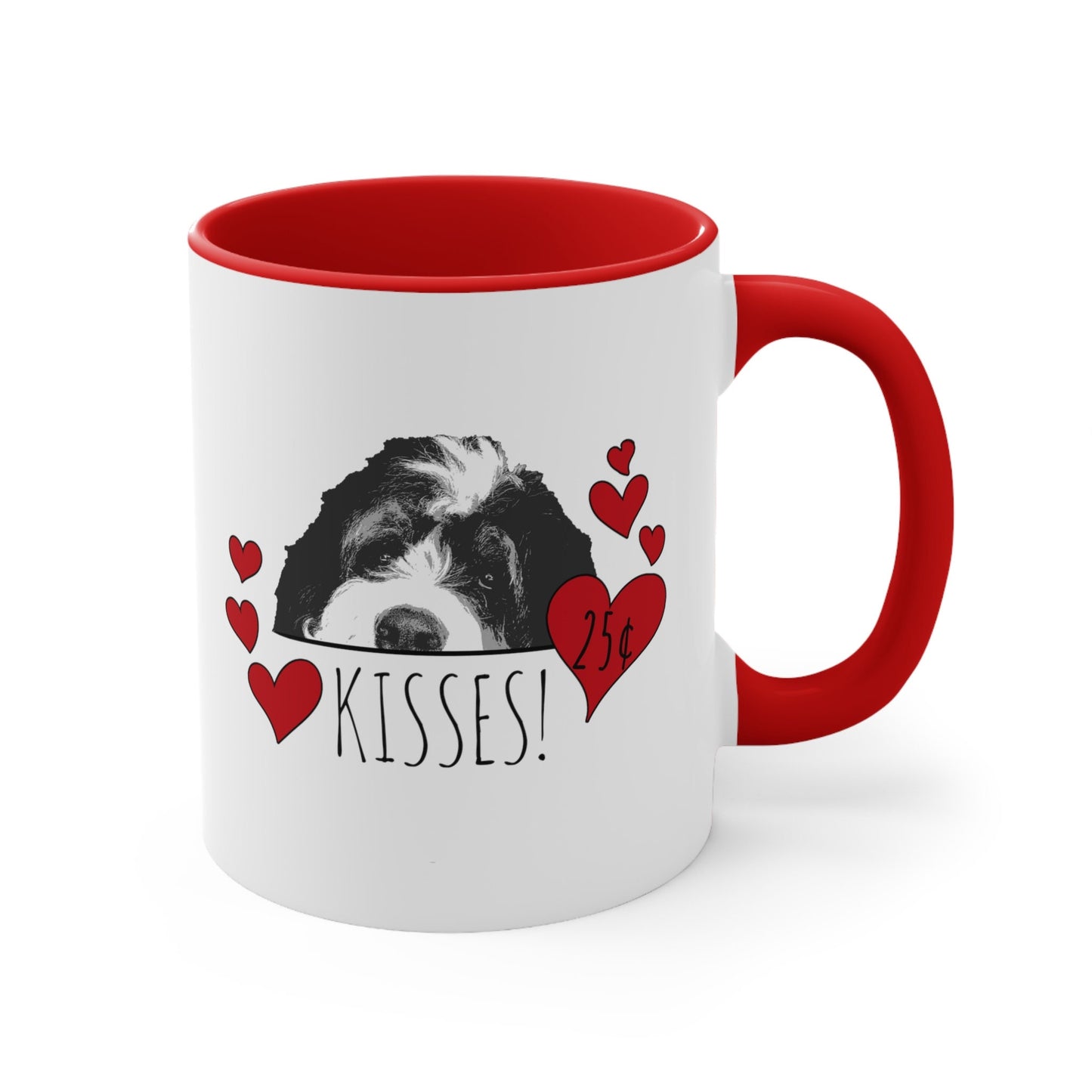 Bernedoodle Kisses Coffee Mug, Bernedoodle Mom Valentine Gift, Valentine Doodle Dog Lover Mug, Red Hearts Valentines Day Gift, Doodle Dad