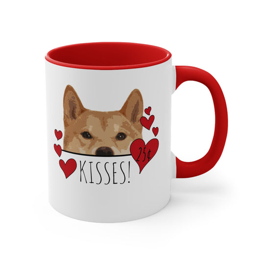 Shiba Inu Kisses Dog Coffee Mug, Shiba Inu Mug Valentine Gift, Dog Lover Mug, Red Hearts Dog Dad Mug, Valentines Day Gift, Valentines Mug