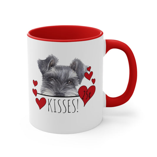 Schnauzer Kisses Dog Coffee Mug, Schnauzer Mom Mug Valentine Gift, Dog Lover Mug, Schnauzer Dog Dad Mug, Valentines Day Gift, Valentines Mug