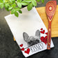 French Bulldog Kisses Valentines Day Gift for Mom, Frenchie Mama Towel, Valentine Gift Hearts Dish Towel, Valentines Dog Kitchen Tea Towel