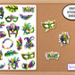 Mardi Gras Mask Sticker Sheet, Mardi Gras Party Favor Stickers, Laptop Stickers, Phone Stickers, Journal Stickers, Bujo Stickers for Planner