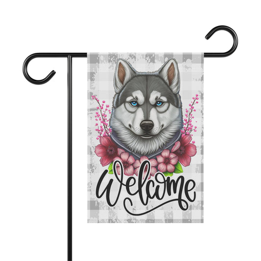 Alaskan Malamute Welcome Garden Flag, Spring Garden Flag, Dog Lover Gift House Flags, Dog Mom Garden Flag, Outdoor Flag, Porch Welcome Sign