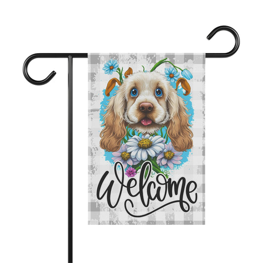 Cocker Spaniel Dog Welcome Garden Flag, Spring Garden Flag, Dog Lover Gift House Flag, Outdoor Flag, Dog Mom, Dog Dad Porch Welcome Sign