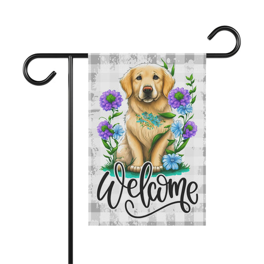 Golden Retriever Dog Welcome Garden Flag, Spring Garden Flag, Dog Lover Gift House Flag, Outdoor Flag, Dog Mom, Dog Dad Porch Welcome Sign