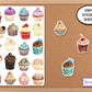 Cupcake Journal Sticker Sheet, Phone Sticker Decal, Baking Stickers, Bakery Stickers, Dessert Stickers, Planner Stickers, Cute Bujo Stickers