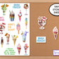 Ice Cream Dessert Stickers Sheet, Ice Cream Party Favor Stickers, Computer Stickers, Phone Sticker, Cute Journal Stickers, Planner Stickers