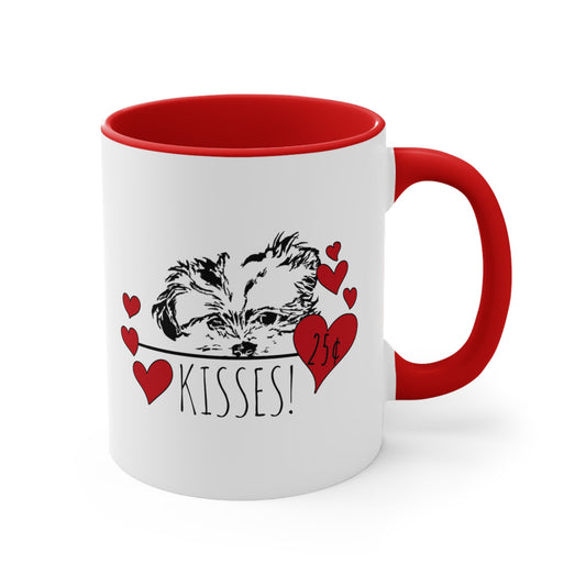 Havanese Kisses Dog Coffee Mug, Havanese Dog Mom Valentine Gift, Dog Lover Mug, Red Hearts Valentines Day Gift, Dog Dad Mug, Valentines Mug