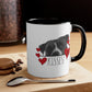 Pit Bull Dog Kisses Dog Coffee Mug, Pittie Mama Valentine Gift, Dog Lover Mug, Red Hearts Bulldog Dad Mug Valentines Day Gift Valentines Mug