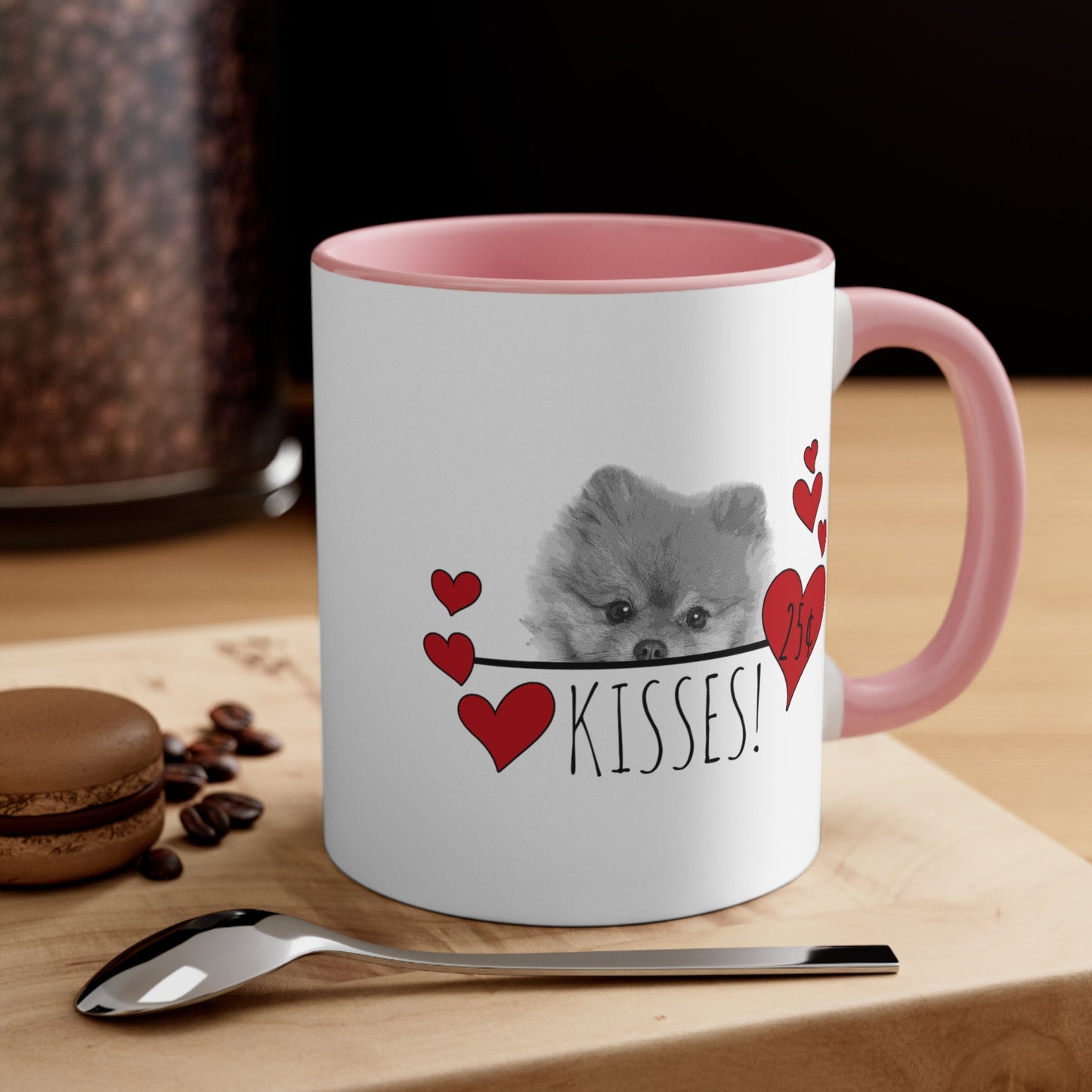 Pomeranian Kisses Dog Coffee Mug, Pomeranian Mom Mug Valentine Gift, Dog Lover Mug, Pom Dog Dad Mug, Valentines Day Gift, Valentines Mug