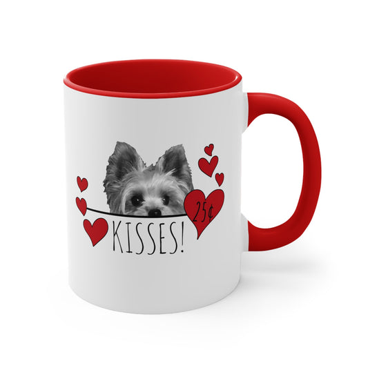 Yorkie Kisses Dog Coffee Mug, Yorkie Mom Mug Valentine Gift, Yorkie Dog Lover Mug, Yorkie Dog Dad Mug, Valentines Day Gift, Valentines Mug