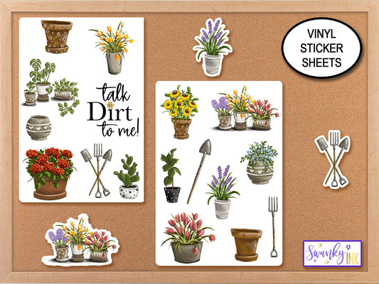Talk Dirt To Me Plant Lover Sticker Sheets, Phone Sticker, Journal Stickers, Botanical House Plant Decals, Flower Stickers, Plant Mom Gifts