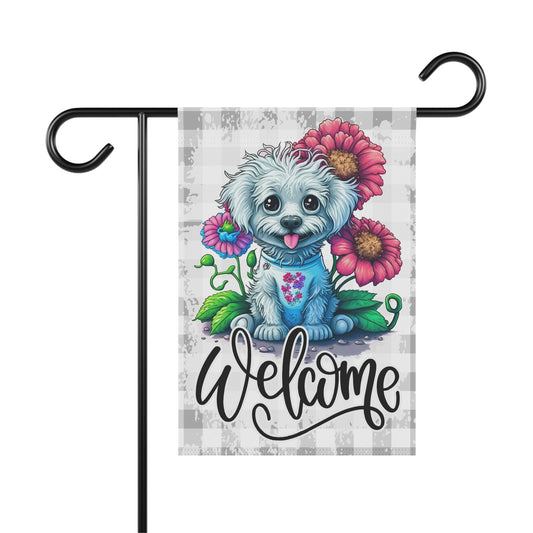 Maltipoo Poodle Dog Welcome Garden Flag, Spring Garden Flag, Dog Lover Gift House Flag, Outdoor Flag, Dog Mom, Dog Dad Porch Welcome Sign