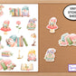 Pastel Books Flowers & Gnome Stickers for Planner, Journal Stickers, Phone Case Sticker, Bujo Stickers, Bookish Stickers, Book Lover Gift