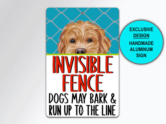Doodle Dog Yard Signs, Invisible Fence Warning Sign, Dog Owner Gift Porch Sign, Goldendoodle Outdoor Dog Signs For A Home, Dog Fence Sign
