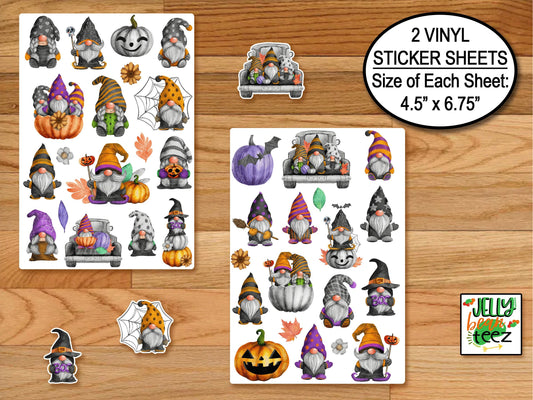 Halloween Gnomes Sticker Sheets, Gnome Decor, Phone Sticker, Letter Stickers, Holiday Stickers, Journal Sticker, Flower Water Bottle Sticker