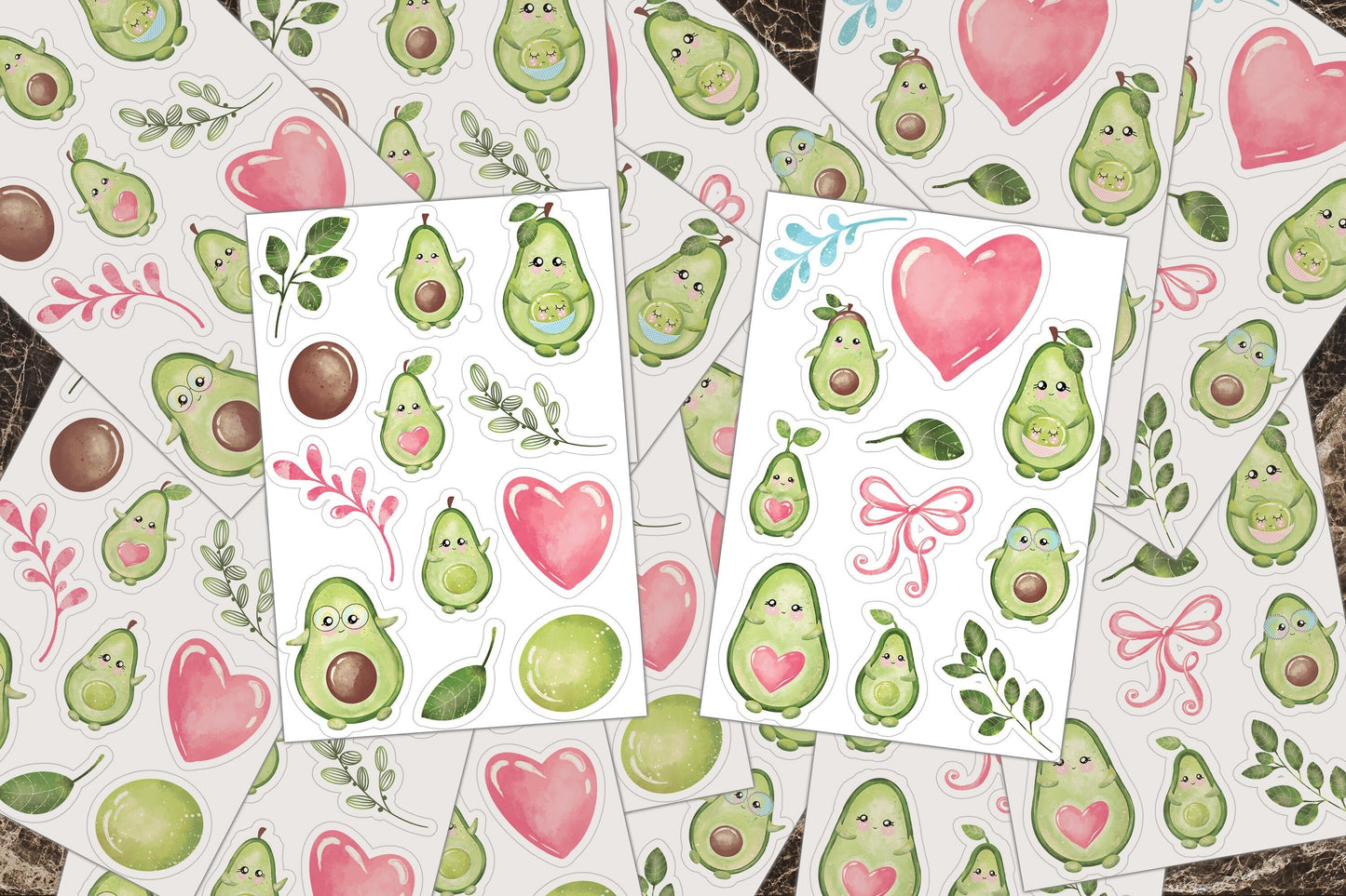 Avocado Stickers, Sticker Sheets, Vinyl Decal, Party Favor Stickers, Birthday Party Stickers, Avocado Family, Avocado Planner Sticker Decals