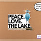 Peace Love The Lake Blue Heron Sticker, Great Lakes Adventure Sticker, Camping Sticker, Great Blue Heron Journal Sticker, Bird Phone Sticker