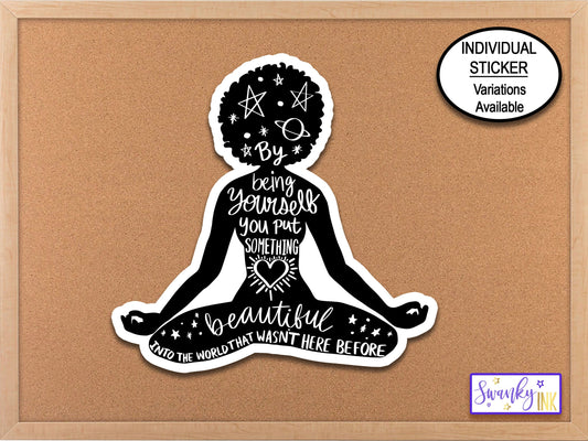 Yoga Girl Meditation Sticker, Phone Sticker, Planner Sticker, Aesthetic Sticker, Laptop Sticker, Bujo Journaling Sticker, Self Care Sticker
