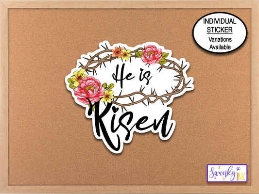 He Is Risen Easter Sticker, Faith Stickers, Crown of Thorns Journal Sticker, Phone Sticker, Planner Stickers, Bible Verse Sticker, Scripture