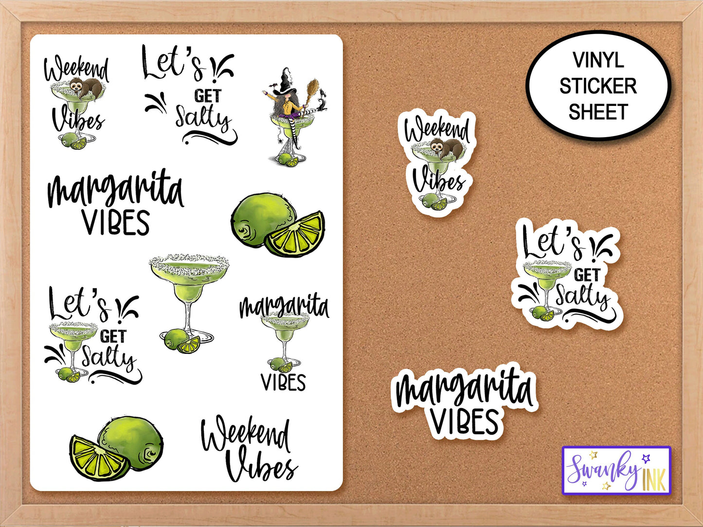 Margarita Sticker Sheet, Junk Journal Sticker, Lets Get Salty Phone Sticker, Planner Sticker, Laptop Sticker, Weekend Vibes, Margarita Vibes