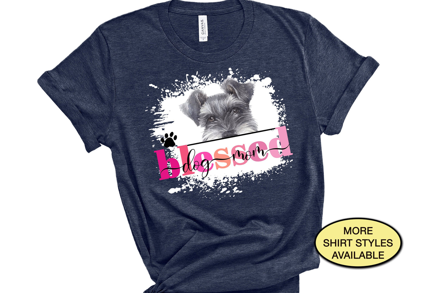 Schnauzer Blessed Dog Mom T-shirt, Funny Peeking Dog Owner Shirt, Fur Mama, Dog Lover Mothers Day Gift, Paw Print Rescue Mom, Vet Tech Tee