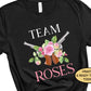 Keeper Of The Gender Team Roses SIZE Small Black Gender Reveal Shirt, Pink or Blue Pregnancy Announcement Ideas, OOAK Ready To Ship Tshirt