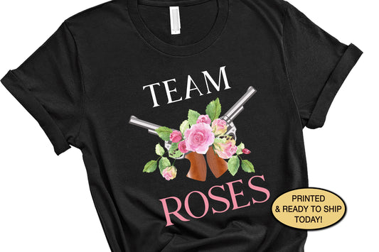 Keeper Of The Gender Team Roses SIZE Small Black Gender Reveal Shirt, Pink or Blue Pregnancy Announcement Ideas, OOAK Ready To Ship Tshirt
