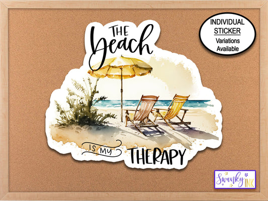 The Beach Is My Therapy Sticker, Beach Theme Self Care Sticker, Beach Vibes Quote Sticker, Beach Bum Travel Sticker, Mental Health Adventure