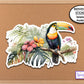 Toucan Bird Stickers, Water Bottle Sticker, Journal Stickers, Planner Stickers, Tropical Flowers, Tumbler Nature Stickers, Laptop Sticker