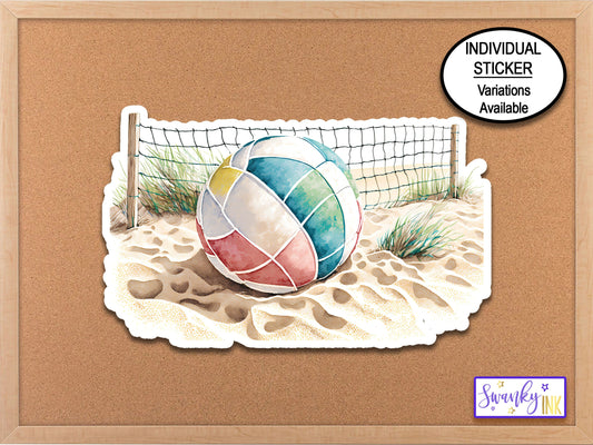 Watercolor Beach Volleyball Stickers, Volleyball Team Player, Volleyball Coach Gift, Sandy Beach Please, Planner Stickers, Volleyball Party