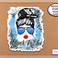 Back The Blue Messy Bun Sticker, Thin Blue Line Decal, Water Bottle Sticker, Military Stickers, Phone Case Sticker, Leopard Blue and White