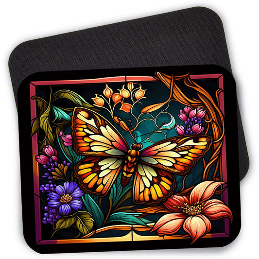 Monarch Butterfly Stained Glass Mouse Pad Desk Mat, Boho Mouse Pad, 9.4"x7.9" Computer Mouse Pad, Butterflies Mousepad, Nature Mouse Pad #2