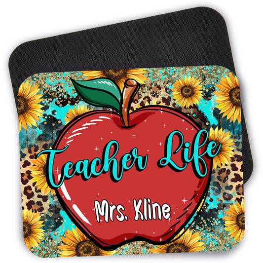 Personalized Western Teacher Mouse Pad, 9.4" x 7.9" Teacher Life Sunflower Mouse Pad, Student Teacher Gift, End of Year Teacher Appreciation