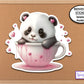 Panda Coffee Sticker, Panda Stickers, Planner Stickers, Coffee Cup Laptop Sticker, Panda Bear, Tea Cup, Hearts Sticker, Coffee Lover Decal