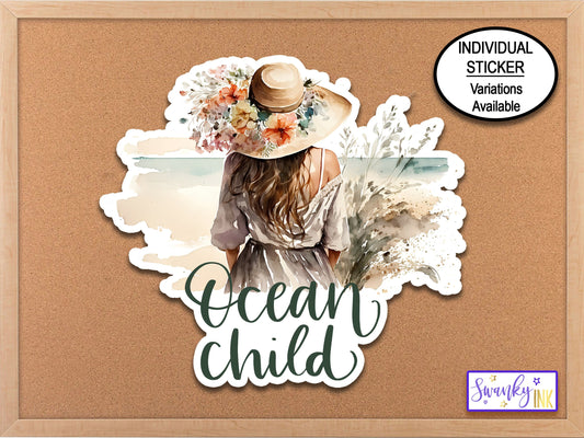 Ocean Child Sticker, Ocean Lover Gift, Ocean Stickers, Ocean Theme Planner Sticker, Ocean Decal, Sandy Beach Lover, Stay Wild, Surfer Girl,