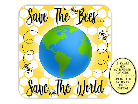 Save The Bees Porch Sign, Honey Bee Hive Farmhouse Signs, Yard Sign, Metal Sign, Bumble Bee Decor Spring Sign, Pollinator Outdoor Metal Sign