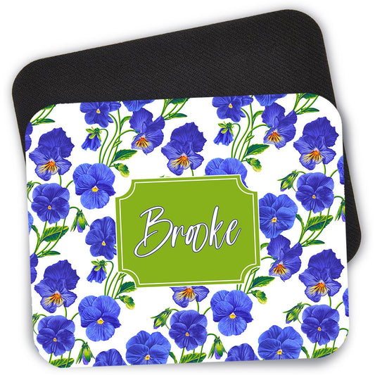 Personalized Pansies Floral Mouse Pad, 9.4x7.9" Computer Mouse Pad, Pansy Flower Mouse Pad, Custom Desk Pad, Gaming Mouse Pad Large Mousepad