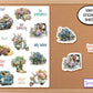 Retro Truck Hydrangea Sticker Sheet, Vintage Scooter, Old Dog Water Bottle Sticker, Phone Case Flower Stickers, Cottagecore Nature Stickers