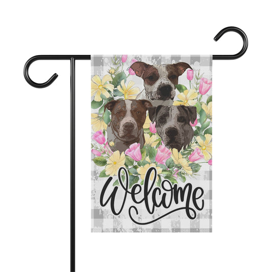 Pitbull Dogs Art Welcome Garden Flag, Dog Owner Gift for Dog Mom, Pitbull Dog Dad, Pitbull Gifts, Pitbull Mom Summer Garden Yard House Flag