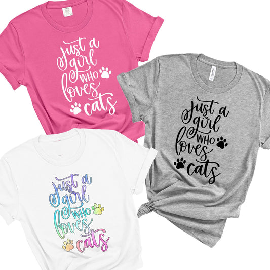 Just A Girl Who Loves Cats Cute Cat Shirt, Funny Cat TShirt, Cat Mama Shirt, Teen Girl Gift For Cat Lovers, Cat Lady Sweatshirt, Cat Mom