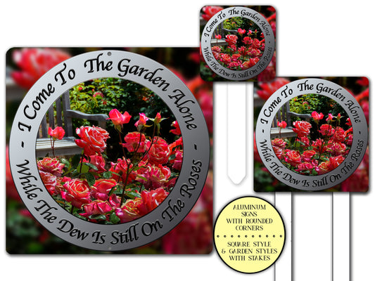 In The Garden Hymn Art Christian Sign, Roses Metal Garden Sign, Grandmas Garden Gift, Christian Music Home Patio Decor, Song Lyrics Wall Art