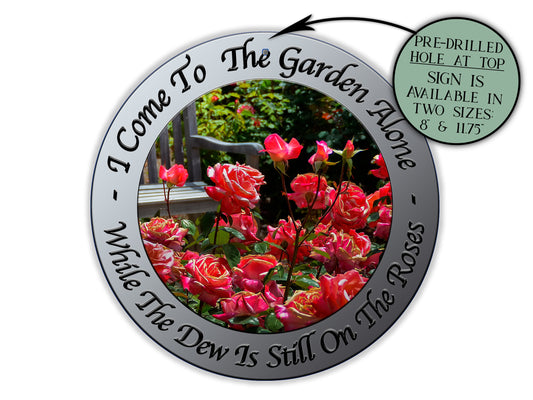 In The Garden Hymn Sign, Roses Garden Metal Sign, Sympathy Funeral Bereavement Gift, Christian Music Condolence Wreath Sign, Faith Inspired