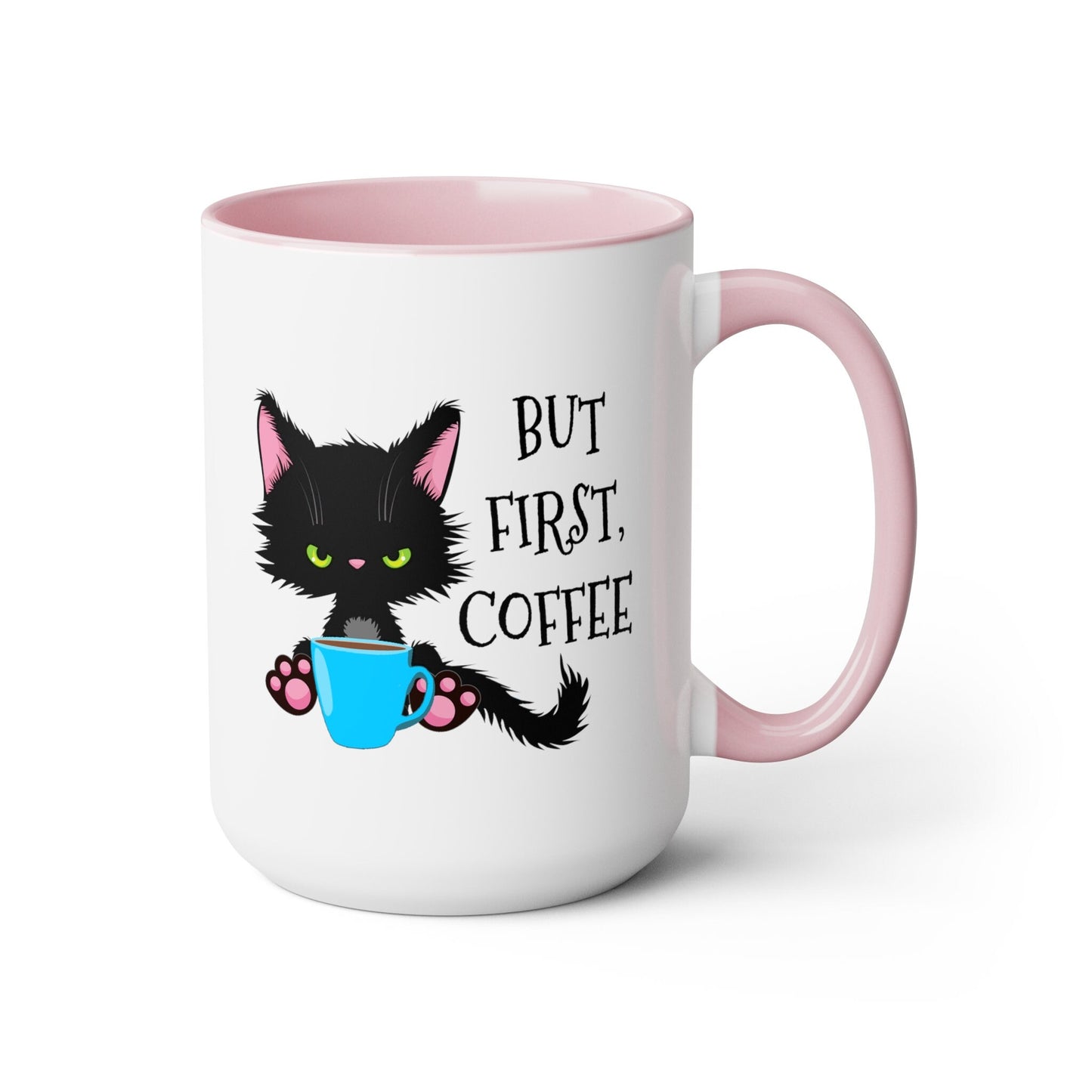 But First Coffee Black Cat Coffee Mug, Cat Lady Tea Cup, Pet Sitter Gift, Kitten Lover, Kitty Cat Birthday Girl Party Present, Grouchy Cat