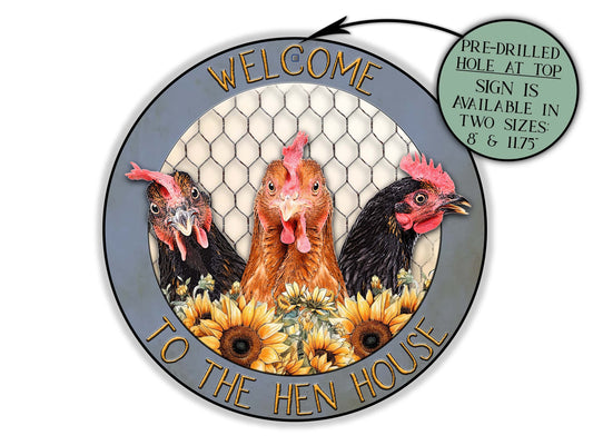 Welcome To The Hen House Chicken Farm Sign, Farm House Outdoor Welcome Yard Sign, Funny Sign, Farmhouse Metal Wall Sign, Chicken Coop Sign