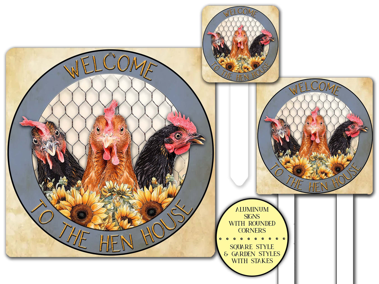Welcome To The Hen House Chicken Farm House Sign, Funny Rustic Welcome Sign, Chicken Coop Sign, Metal Garden Sign, Farmhouse Wall Art Sign