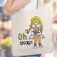 Oh Snap Gnome Photographer Reusable Tote Bag Aesthetic, Cute Book Bag Camera Photographer Gift, Shopping Bag, Art Teacher Tote, Gnome Lover